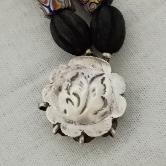 ❤️CUSTOM AFRICAN TRADE BEADS AMBER STERLING NECKLACE 13.5" DROP - Picture 7 of 9